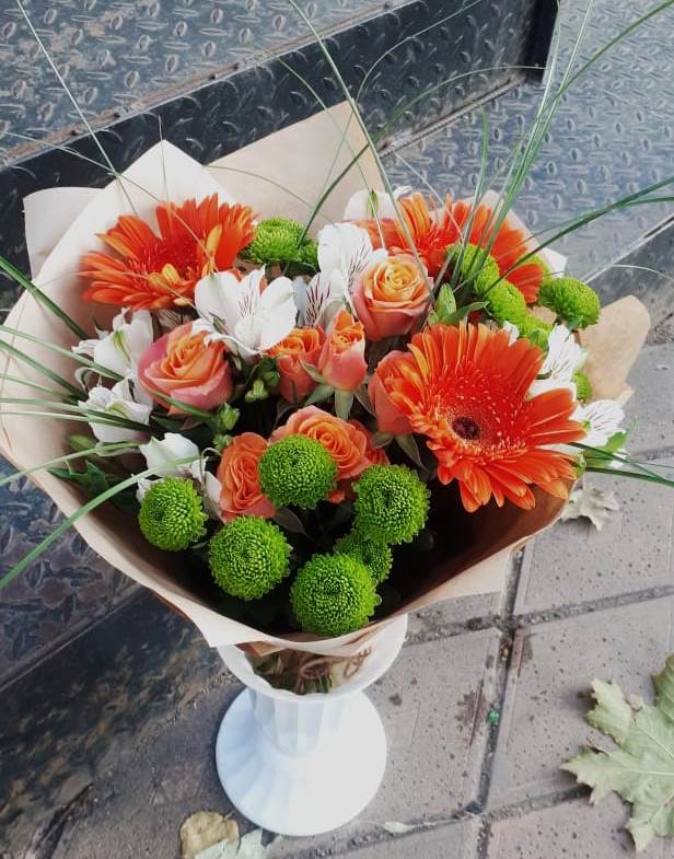 Букет цветов из: Герберы, Хризантемы, Альстромерии и Розы в Купянке