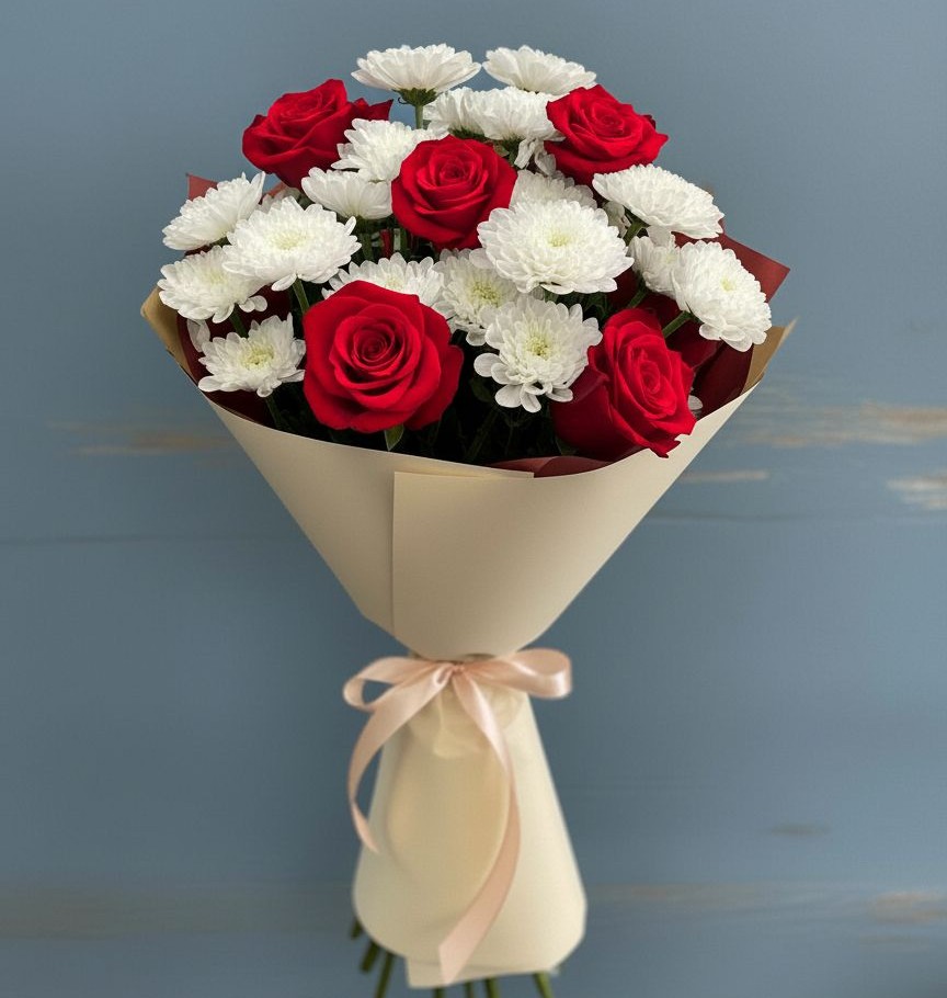 Букет цветов из: Розы и Хризантемы в Купянке