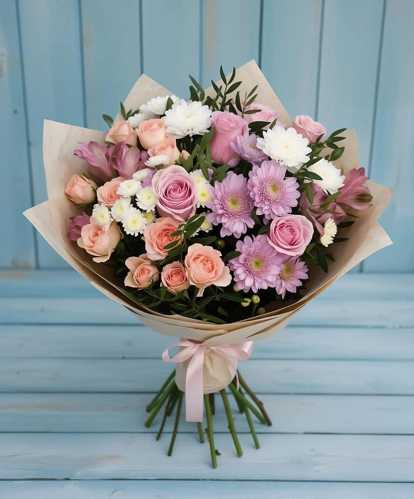 Букет цветов из: Хризантемы, Розы и Альстромерии в Купянке
