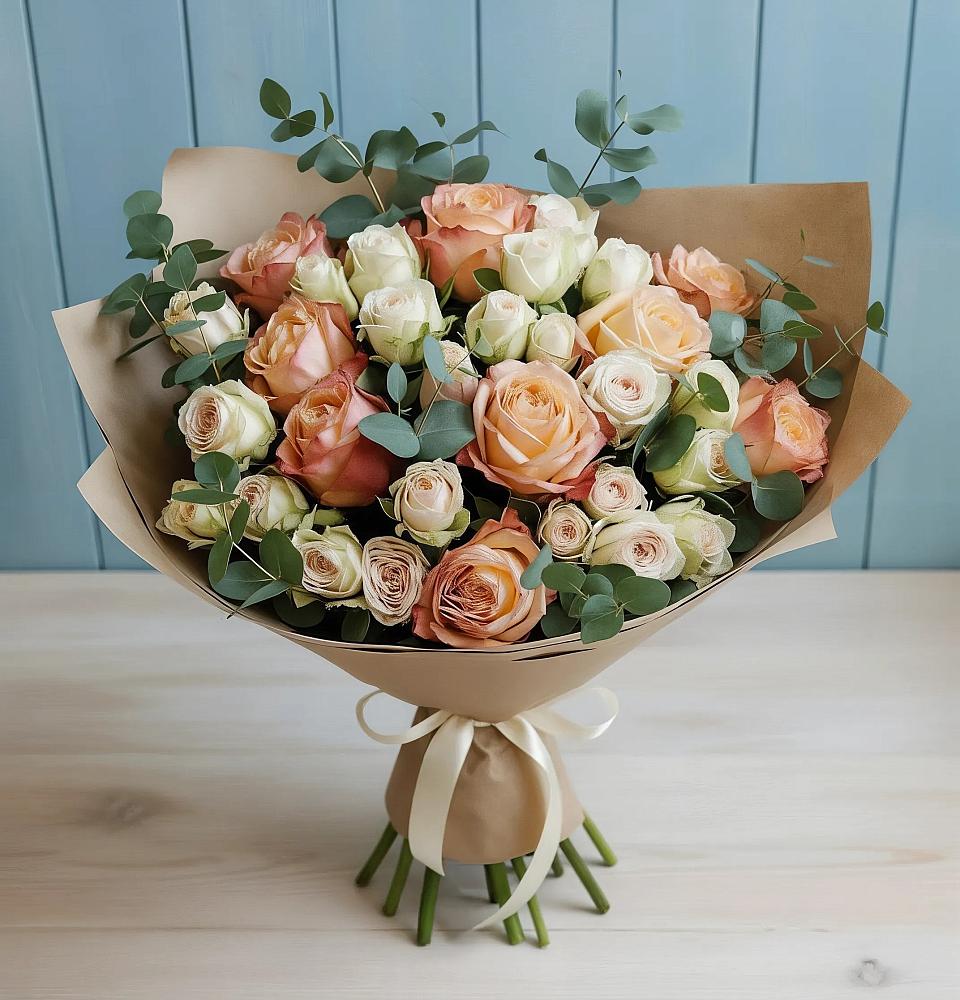 Букет цветов из: Альстромерии и Розы в Купянке