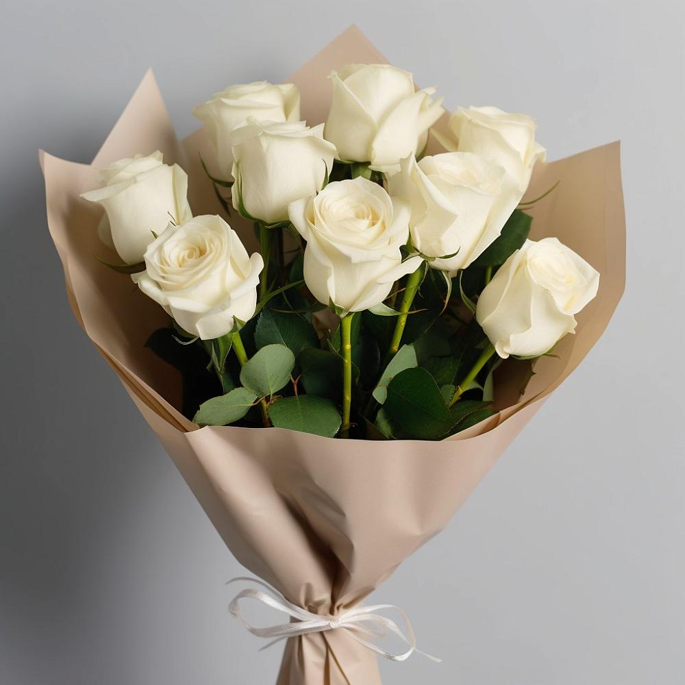 Букет 9 Белых роз Эдлесс Лав в Купянке