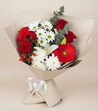 Букет цветов из:  Розы, Хризантемы, Герберы и Лилии в Купянке