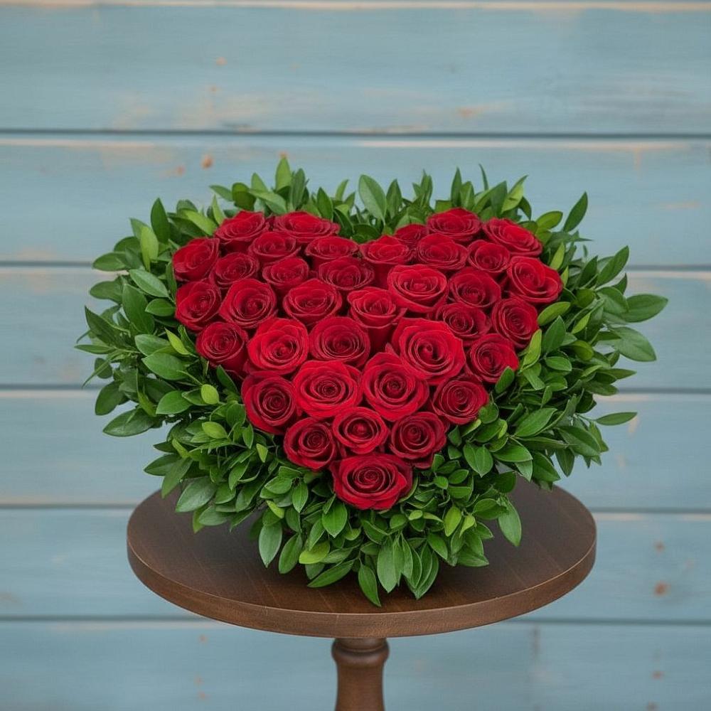 Цветочная композиция из Розы в виде сердца в Купянке