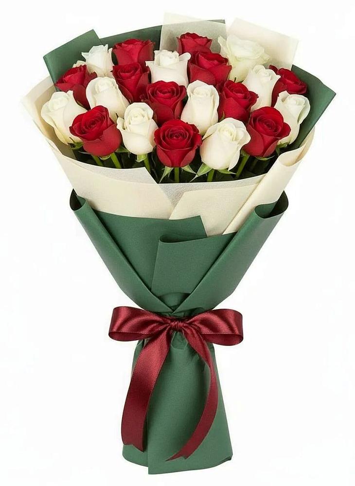 Букет Микс из красных и белых роз в Купянке