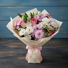 Букет цветов из:  Хризантемы, Альстромерии и Розы в Купянке