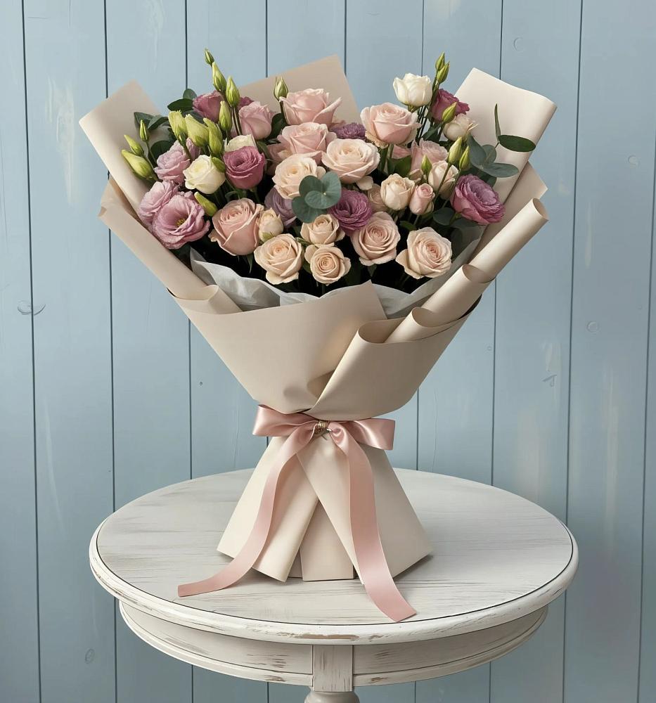 Букет цветов из: Розы и Лизиантусы в Купянке