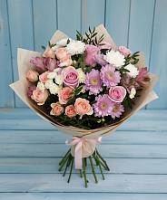 Букет цветов из:  Хризантемы, Розы и Альстромерии в Купянке