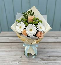 Букет цветов из:  Герберы, Розы и Хризантемы в Купянке