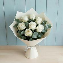 Букет Белые розы в Эвкалипте в Купянке