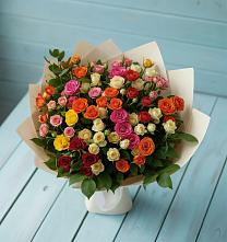 Букет Микс из разноцветных кустовых роз в Купянке